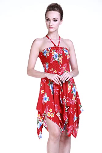 Image of Matchable Family Hawaiian Luau Men Women Girl Boy Clothes in Hibiscus Red