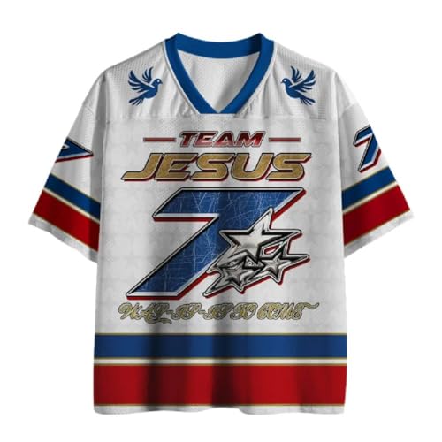 Graphic Tees Summer Novelty Women Men Oversized Stars with Jesus Christian Jersey