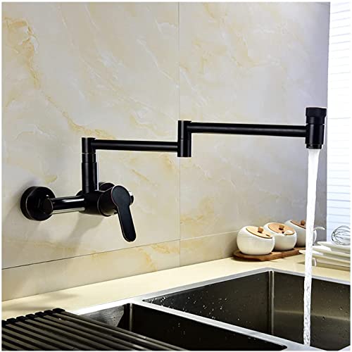 Grifo de latón para llenado de ollas, grifo de cocina de agua caliente y fría con acabado cromado, brazos oscilantes comerciales de doble articulación, montaje en pared, grifos plegables para