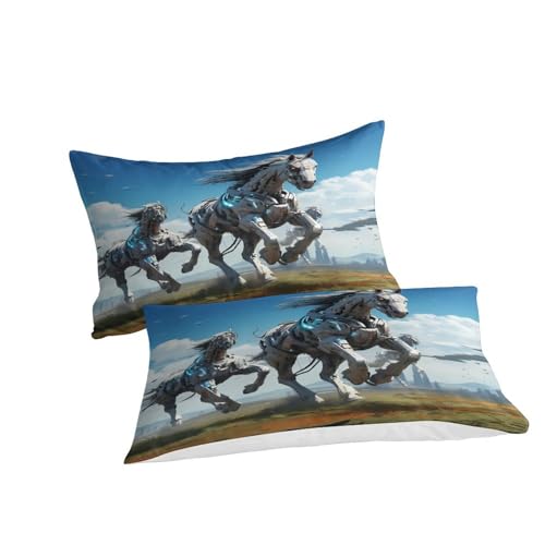 Capa de edredom com estampa 3D de cavalo mecânico e tecnologia voltada para o futuro, capa de edredo
