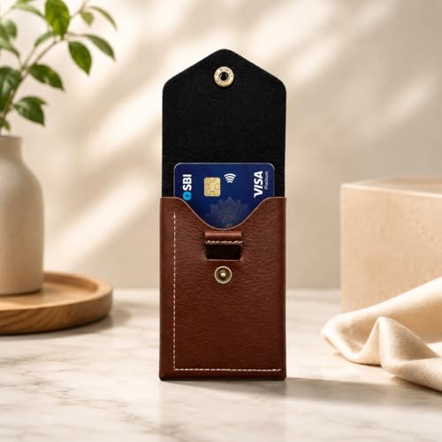 Image of Genuine Leather Vertical Slim Wallet for Men | Pull-String Quick Card Access | RFID Blocking Minimalist Wallet | Compact Front Pocket Wallet with Button Lock (Customized Wallet)