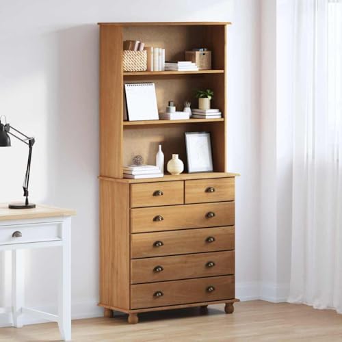 Teenpull Hutch ASKIM - Armario de madera maciza de pino, 91 x 40 x 200,5 cm, color marrón