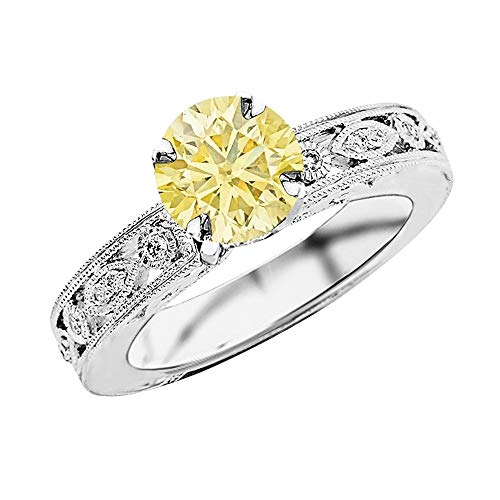 0.68 Carat t.w 14K White Gold Antique/Vintage Bezel Set Designer