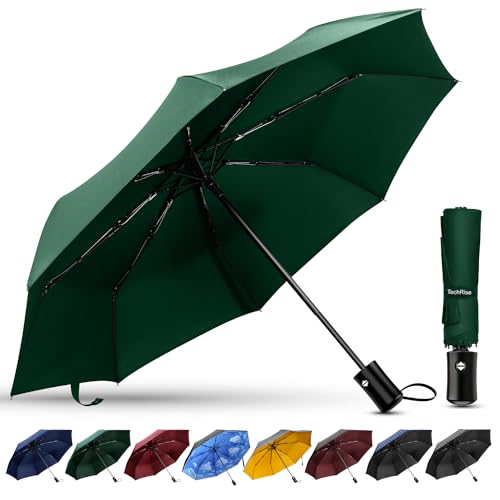 TechRise Umbrella, Compact Strong Windproof Automatic Umbrellas, Folding Lightweight, Portable Travel Golf Umbrella for Rain, One Button Auto Open and Close, Green TechRise Umbrella, Compact Strong Windproof Automatic Umbrellas, Folding Lightweight, Portable Travel Golf Umbrella for Rain, One Button Auto Open and Close, Green