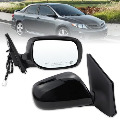 Lqito Right Passenger Side Mirror Compatible With 2009 2010 2011 2012 2013 Toyota Corolla With Power Glass Manual Folding Heated Black Replace#8790802B01(5Pins）