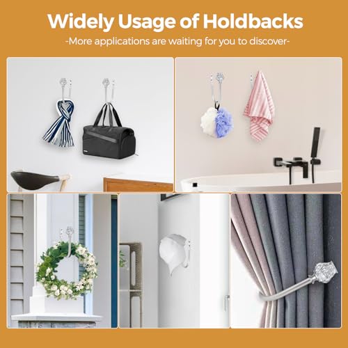 Hotozon HT-130190112-USF1 2 Pack Decorative Curtain Holdbacks, Window Drapery Tiebacks Wall Mounted With Twisted Translucent Finials, Silver Window Hooks thumb #3