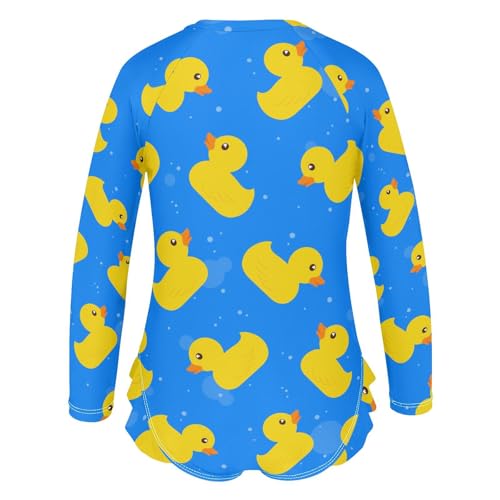 Image of One Piece Rash Guard Bathing Suit for Girls,Long Sleeve Swimsuit Quick Dry,Swimwear with Ruffle for Summer 3-12T