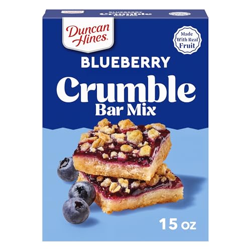 Duncan Hines Blueberry Flavored Crumble Bar Mix, Breakfast Bar Made With Real Fruit, 15.21 oz.