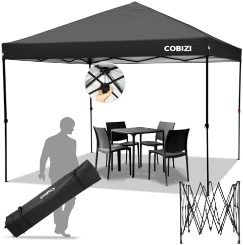 COBIZI Faltpavillon 2x2m | Wasserdicht & UV-Schutz | Pop Up Gartenzelt | Mit Tragetasche & Höhenverstellung