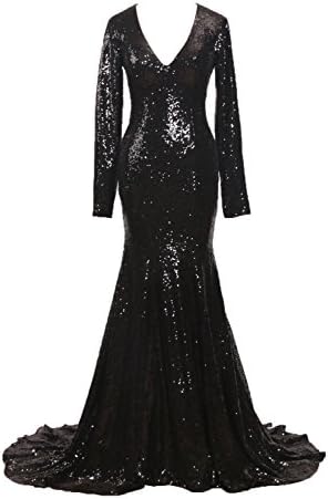 CIRCLEWLD Sequins Mermaid Evening Gowns / For Women Wedding Party E122 22 Plus Black