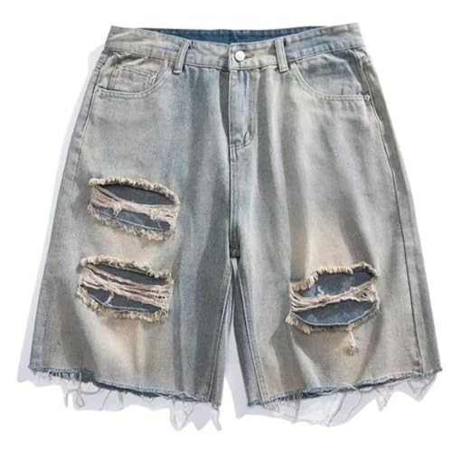 Men's Destroyed Stretch Jeans Shorts Plus Size Ripped Distressed