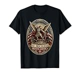 St. Michael Defend America Archangel Patriot USA Flag T-Shirt