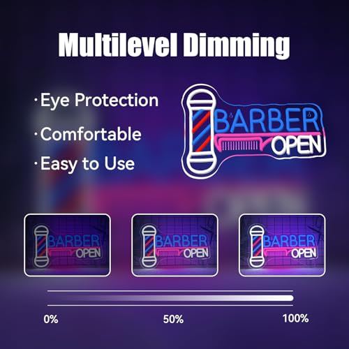 Image of Ineonlife Barber Open Neon Sign Accessories Light Up for Wall Decor Modern Led Sign for barbershop Small Acrylic Art Decor for hair salon make up shop Decorations 15.74x14.17 inch USB POWER
