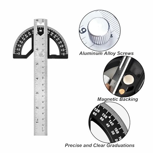 Calibrador de ángulo ajustable de aleación de aluminio 8 pulgadas miniatura 4