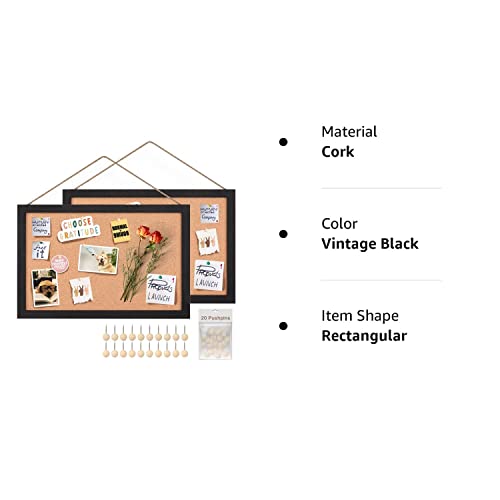 Emfogo 2-Pack Cork Board For Wall With 16X11Bulletin Boards Decorative Picture Framed Display Board Hanging Cork Board Office White Pin Board Vision Board For Room School Office Bedroom 20-Pushpin #TOP6