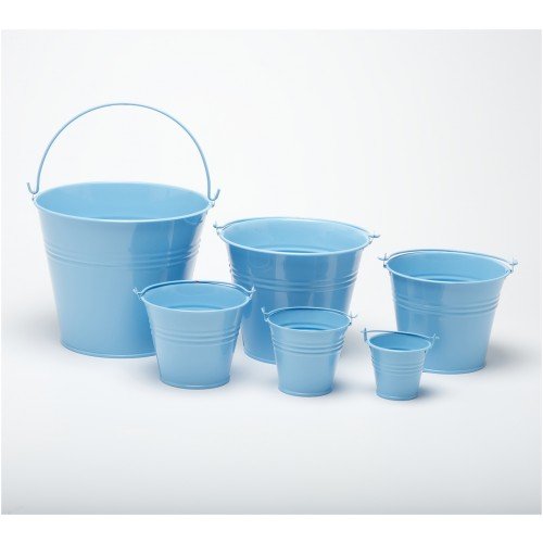 Craftmill Pack of 5 Pale Blue 7cm (2.8") High Metal Buckets - Pots - Planters for sweet tree kits, plants, favours, storage (283C)