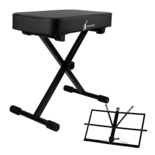 Chachazo Piano Bench, Piano Stool Adjustable Keyboard Bench Foldable Piano Chair, 2.95In Thickness Padded High-Density Sponge Piano Seat Keyboard Stool With Music Stand #TOP4