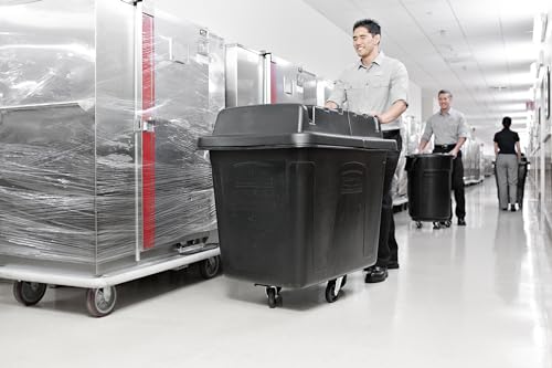 Image of Rubbermaid Commercial Products Bulk Cube Truck with Wheels, Black, 400 lbs Capacity, Holds Waste /Laundry /Linens for Hospital /Hotel /School