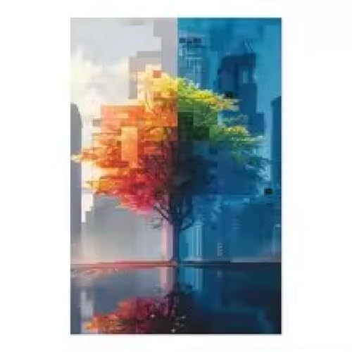 Toile arbres de ville colorée 60x90cm pour habiller facilement un grand mur vide