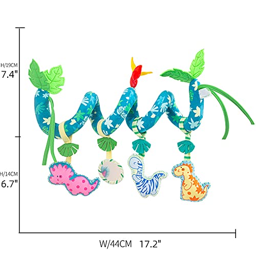 Baby Car Seat Toys For Crib And Stroller With Squeak And Mirror (Dinosaur) #TOP3