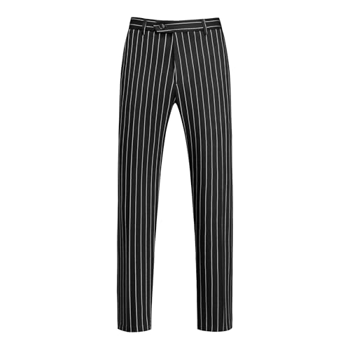 MOGU Men’s Striped Slim Fit Dress Pants – Lightweight Flat Front Pinstripe Suit Trousers, Business Casual Slacks