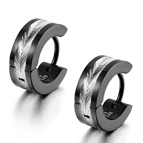 Pendientes masculinos de aro Flongo juego de pendientes de acero en 4 colores 4