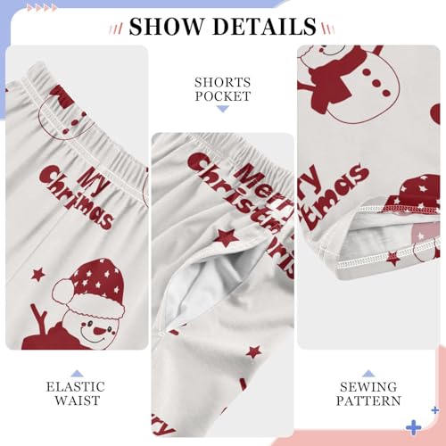 Winter Christmas Snowman Beige Boys Pants for Kids Jogger Pants with Pockets S-XL4