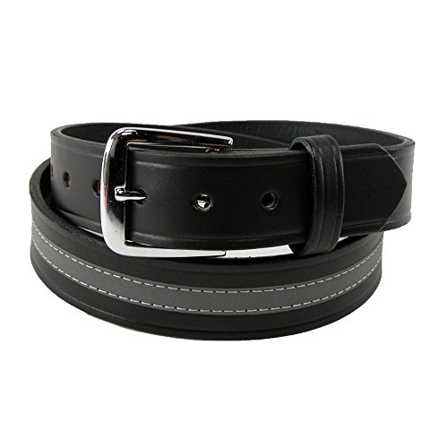 Boston Leather Men's Leather Work Belt with Reflective Safety Stripe, 44, Black2