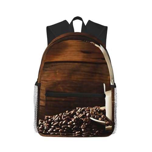 Mochila de viaje para laptop negra con diseño de café bolsa básica universitaria talla única