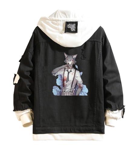 ISaikoy Anime BEASTARS Denim Jacket Legoshi Jeans Long Sleeve Sweatshirt Hoodie Sweater Pullovers