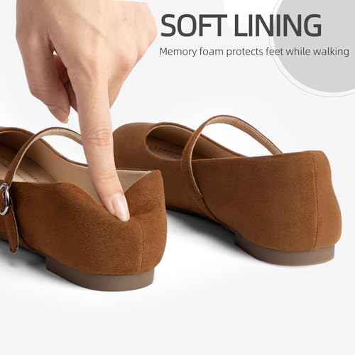 Image of Women's Mary Jane Shoes, Ballet Flats for Women, Square Toe Shoes for Women | Comfortable Dressy Adjustable Buckle Strap for Work Office business Casual, Memory Foam PU Sole Slip Resistant Wedding Party