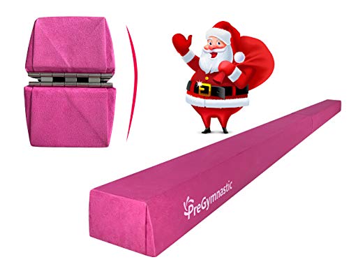 PreGymnastic Extra-Firm 4” Height Suede Cover Folding Gymnastic Balance Beam 8FT/9FT/9.5FT for Home/School/Club/Travel