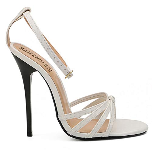 Image of MAIERNISI JESSI Unisex Men's Women's Strappy Stiletto Sandals, Ankle Strap, 5.1 Inch High Heel