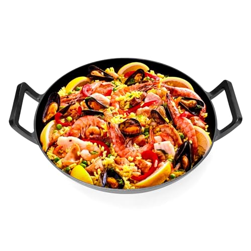 GFTIME Gusseisen Wok Ø 36cm für Gasgrill, Grill, Induktion, Feuer, Gusseisen Wokpfanne für Weber Spirit, Genesis gourment system, für Enders gasgrill, für Weber 57cm Holzkohlegrills,Gusspfanne 1 Stück