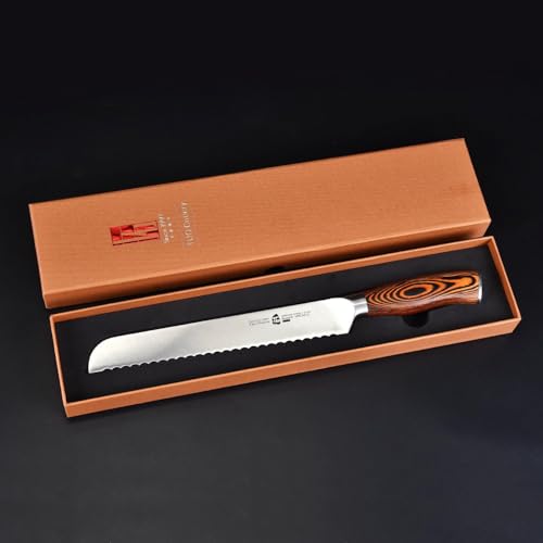 image for TUO Bread Knife, 9 inch Razor Sharp Serrated Slicing Knife, High Carbo