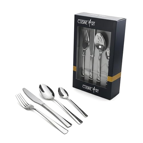 Cuisine Art Chole 16 Piece Stainless Steel Cutlery Set Silver || Flatware Set Timeless Elegance for Every Occasion || Spoon Forks Knives