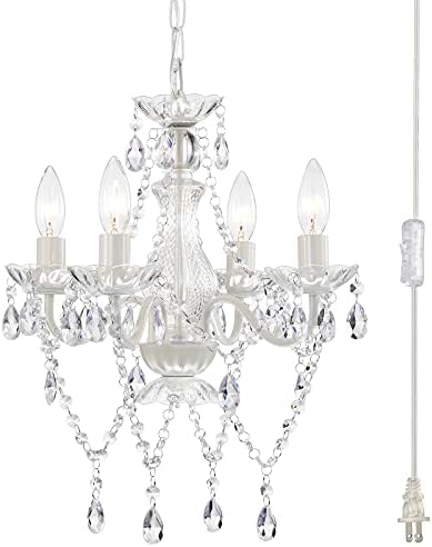 Plug in Chandelier White Chandelier Small Crystal Chandelier 4 Light Bedroom Chandeliers