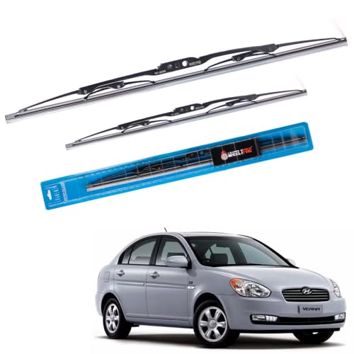 Image of Windshield Car Wiper Blades Metal Frame Water Repellant Cleaning Wiper Blades Refills Best for Hyundai Verna (Mc) (2005-2012) Dr 24 inch /Pa 16 inch