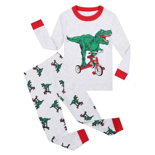 Generisch Pijama para niños 86 niños ropa de casa manga larga niños dibujos animados verde dinosaurio estampado pijamas invierno cálido bebé rizo, verde, 10-11 años