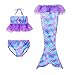 Yimidear Coda da Sirena Bambina Costumi Bambina Costume Bagno Sirena 3Pcs Set di Bikini Mermaid Costume Sirena Vestito da Sirena per Bambina (100, Viola)