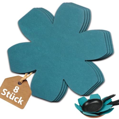8 Stück Pfannenschoner, 20 cm Pfannenschutz, Extra Dicke Pfannenschutz Stapelschutz, Hitzebeständigerung, Pfannenschoner Filz, Topfschoner Anpassbare Größe