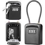 Diyife Key Safe, [New Version] [Weatherproof] Portable Lock Box for Keys Outdoor with Removable Wire Rope Shackle, Hangable Combination Key Lock Box for Home Office School