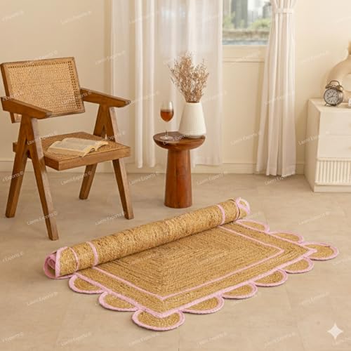 Tapete Decorativo Natural de Yute 2.5x8 Ft Rosa miniatura 4