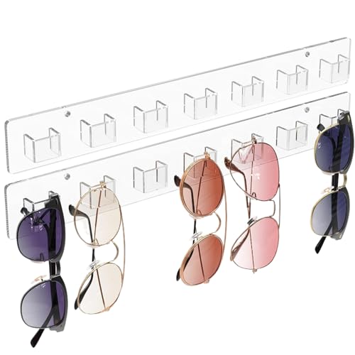 Organizador de pared para gafas de sol, estante de almacenamiento de gafas de acrílico, estante de gafas montado en la pared, para propietarios de viviendas, entusiastas de la moda, profesionales