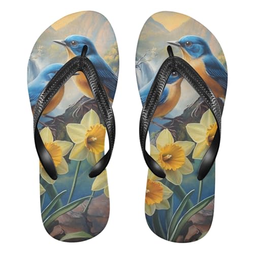 Bird Flowers Spring Daffodils Flip Flop Beach Summer Casual Sandal for Women & Men Shower Shoes 20861168
