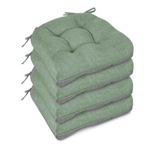 FlyGulls Chair Cushions for Dining Chairs Set of 4, 18"x18"x3", Sage Green