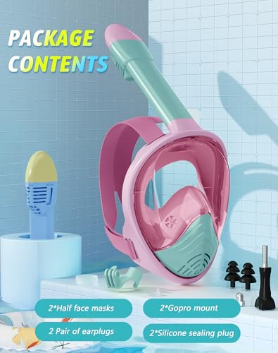 Máscara de buceo para niños antivaho con visión gran angular y soporte cámara 7