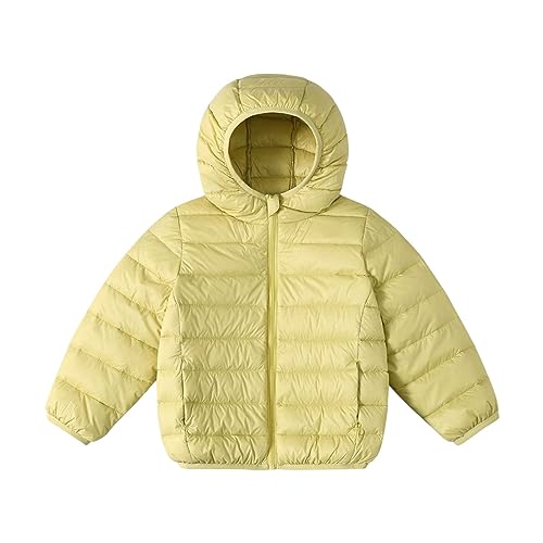 Kids Long Sleeve Jacket Toddler Winter Jacket Boys Girls Winter Cute Hoodie Solid Color Vest Jacket (Yellow, 5-6 Years)