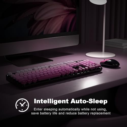 MOFII Wireless Computer Keyboard and Mouse Combo, Typewriter Full Size Keyboard with Number Pad and 2 in 1 USB Connected Mouse for PC Laptop Desktop Windows 7 8 11, Black & Pink — view 5