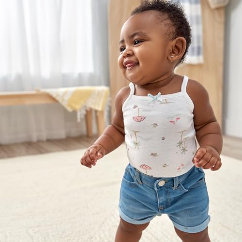 Image of Gerber Baby Girls Multi-Pack Sleeveless Onesies Bodysuit